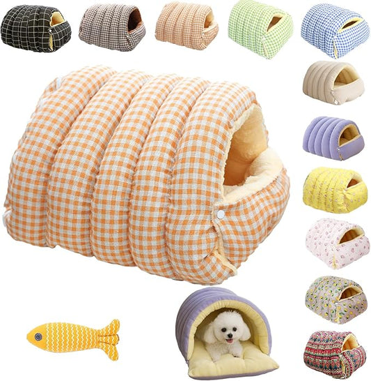 Cozy Monster Cat Bed, Niopets Cave Style Pet Bed, Warm Cats Tent Nest for Sleeping & Lounging, Removable and Washable Winter Closed-Off Cat Bed, Cute House for Small Dogs and Pets (E, Large)