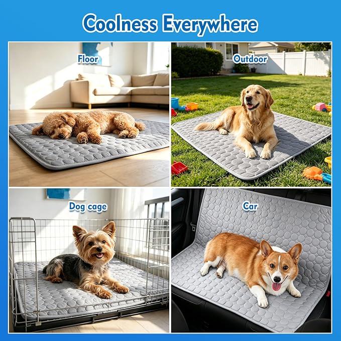 Dog Cooling Mat, Upgraded Arc-Chill Cooling Mat for Dogs Q-Max>0.4, Washable Dog Cooling Pad, Non-Slip Portable Cooling Pad for Dogs, Self-Cooling Bed for Small Medium Large Dogs Cats Indoor Outdoor