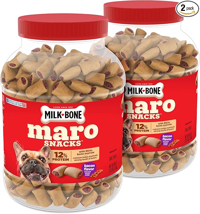 Milk-Bone MaroSnacks Bacon Flavor Small Dog Treats With Bone Marrow, 40 Ounces (Pack of 2) (Packaging Design May Vary)