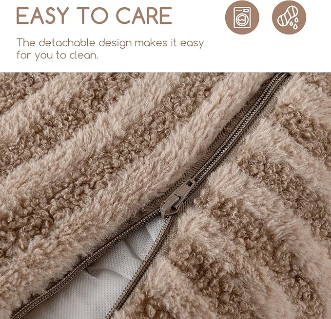 Hollypet Cat Bed Fluffy Plush Multifunctional Double-Layer Machine Washable Soft Warming Kitty Pet Couch Orthopedic Nest Beds for Small Cats Kitten and Dogs up to 13lbs, Khaki(21x15x8 inch)