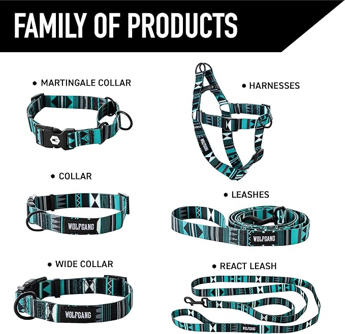 Wolfgang Heavy Duty, Adjustable Dog Collar with Quick Release Nylon Buckle for Walking & Training, WesternSky Print, Medium