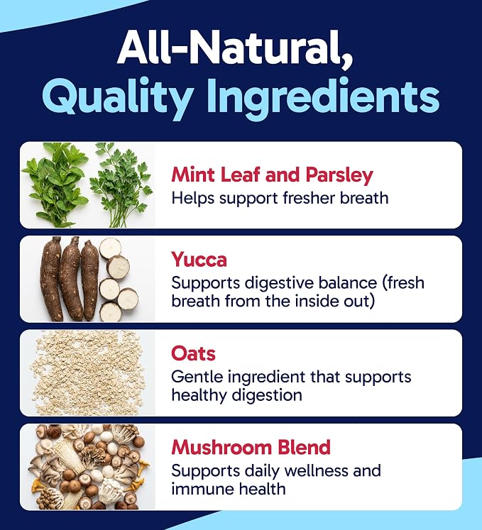 Pup Labs Fresh Breathies, All-Natural Dental Chews for Dogs, Dog Breath Treatment That Supports Gut Health and Immune System, Dog Teeth Cleaning Chews, Dental Treats for Dogs Made in The USA, 30 Count