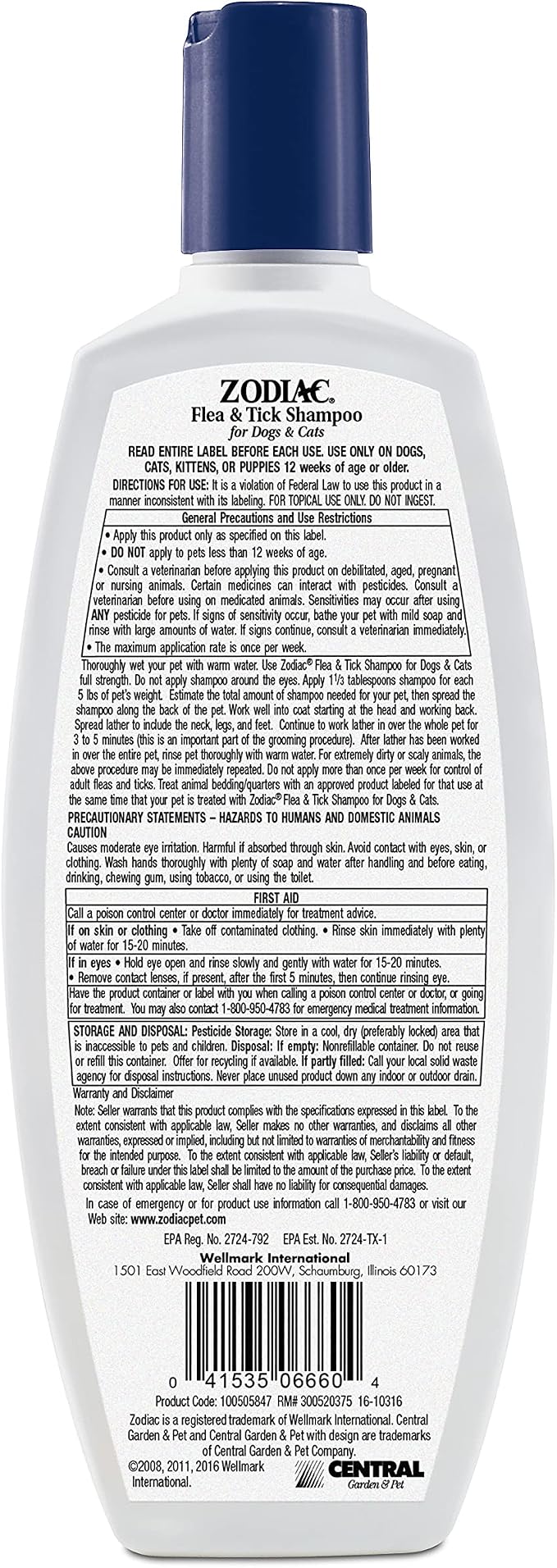 Zodiac Flea & Tick Shampoo for Dogs & Cats, 12-ounce