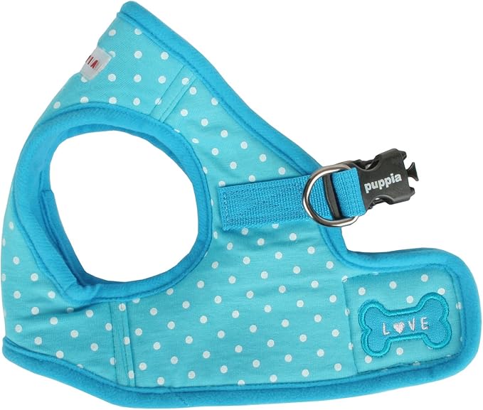 Puppia Dotty Step-in Vest Dog Harness No Pull No Choke Easy Wear Training Walking for Small Dog, Large, Sky Blue