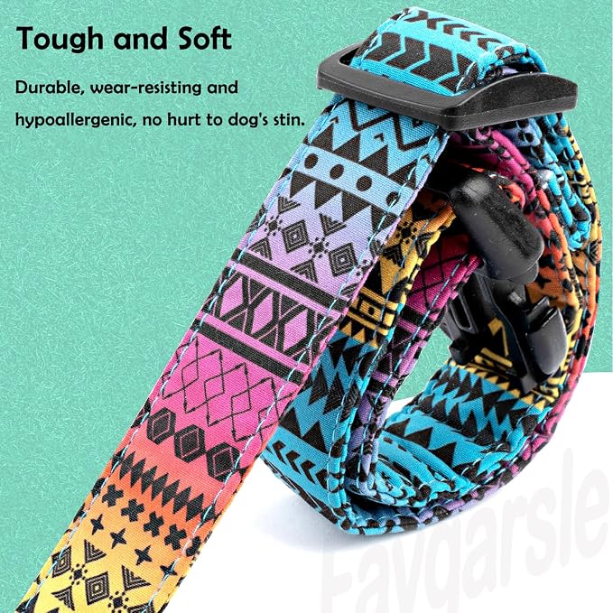 Faygarsle Bohemian Geometric Pattern Dog Collar for Small Medium Large Boys Girls Dogs XS