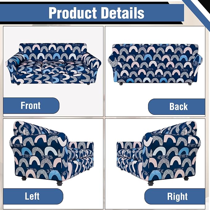 Stretch Couch Covers for 3 Separate Cushion Couch Sofa,Floral Printed Couch Sofa Cover,Washable Sofa Slipcover,Pet Friendly Furniture Protector with Elastic Bottom,Universal Fit for Home(Sofa,Cover)