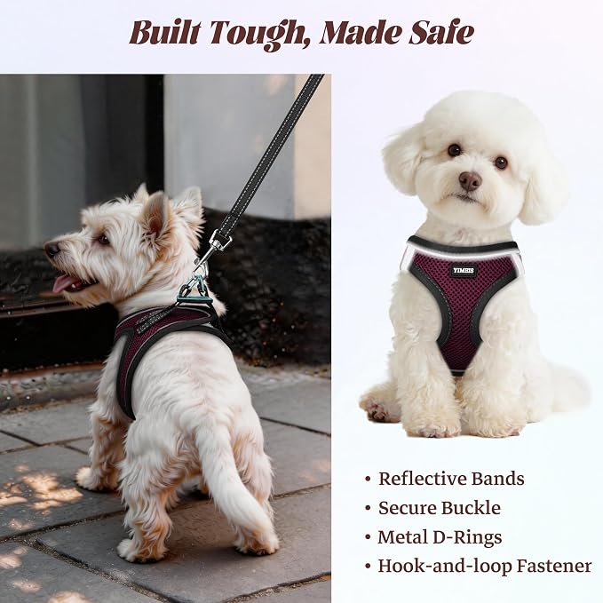 YIMEIS Dog Harness and Leash Set, No Pull Soft Mesh Pet Harness, Reflective Adjustable Puppy Vest for Small Medium Large Dogs, Cats (Grape Purple, Small (Pack of 1)