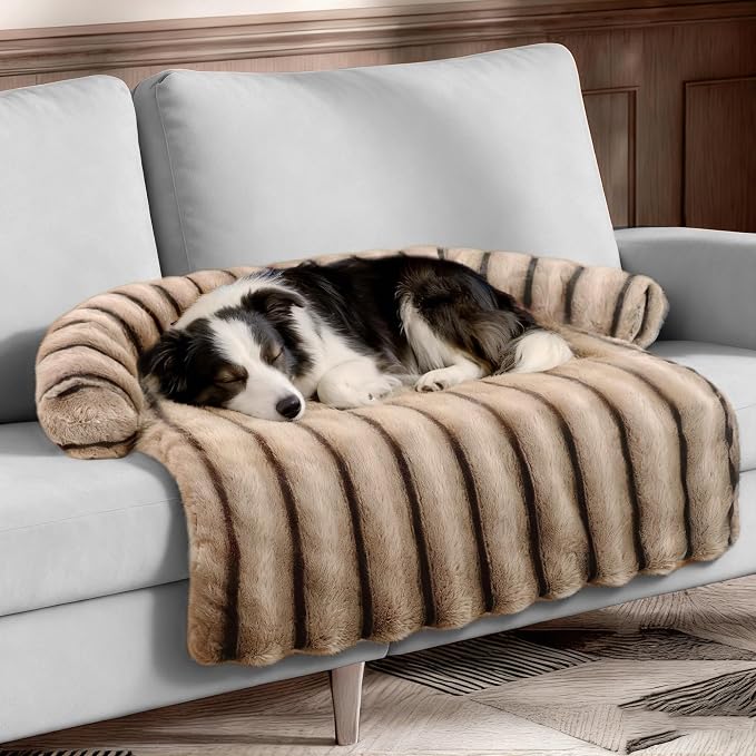 WATANIYA PET Large Dog Couch Bed, Fluffy Washable Couch Protector for Dogs with Removable Cover, Non-Slip Dog Sofa Bed, 41x37 Inch, Brown