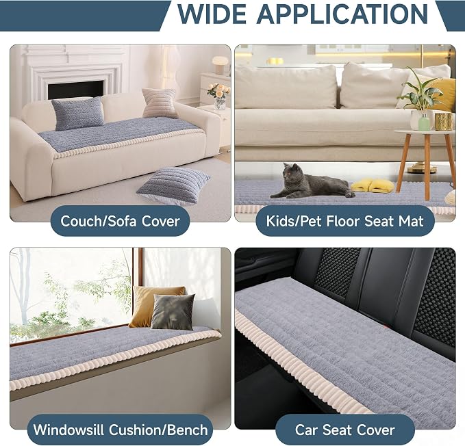 OTOB Couch Covers for Sofa Pet Friendly, Washable & Non Slip Fuzzy Dog Couch Cover Sofa Slipcovers Love Seat, Soft Plush Cozy Furniture Protector Cushion Mat, All Seasons (Light Gray, 27.6" x 59.1")