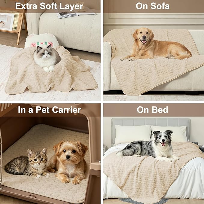 Waterproof Dog Blanket Reversible, Leakproof Pet Blanket for Large Dogs, Soft Furniture Sofa Couch Cover Protector Washable, Fleece Cat Throw Bed, Reversible Washable Soft Plush