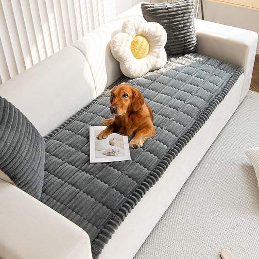 Mivnue Pet Couch Cover, Couch Covers for Dogs, Washable Dog Sofa Covers Couch Protector, Fuzzy Non Slip Couch Slipcover Pet Friendly (Dark Grey, 27.6" x 82.7")