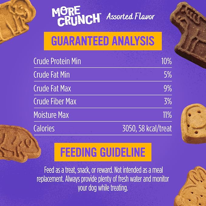 Blue Dog Bakery More Crunch Large Assorted Flavors, Dog Biscuits, Healthy Treats, All Natural, Bacon, Chicken, Cheese, Peanut, 43.2 oz (Pack of 1)