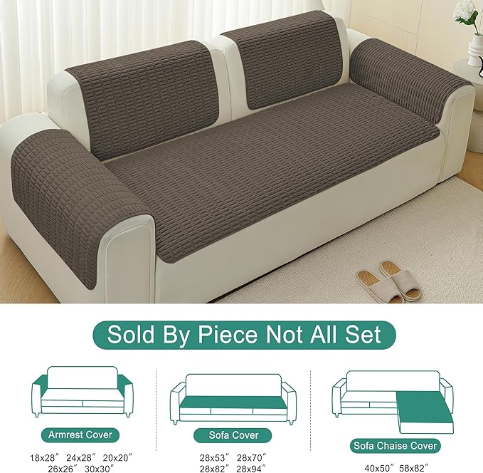 Foxdecor Couch Arm Covers Sofa Arm Cover, Arm Chair Covers Set of 2, Non-Slip Chair Arm Covers, Arm Rest Cover for Sofa, Armchair Slipcovers Couch Protector. (Chocolate 24x28 inch)