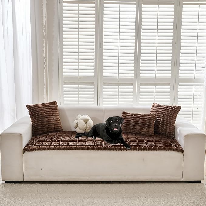 Mivnue Pet Couch Cover, Couch Covers for Dogs, Washable Dog Sofa Covers Couch Protector, Fuzzy Non Slip Couch Slipcover Pet Friendly (Dark Brown, 27.6" x 59.1")