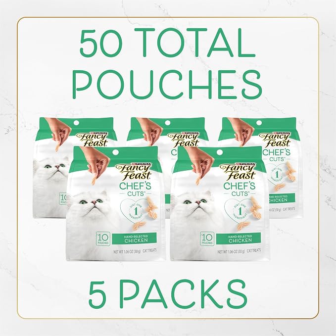 Purina Fancy Feast Natural Cat Treats, Purely Natural Hand-Selected Chicken - (Pack of 5) 10 ct. Pouches