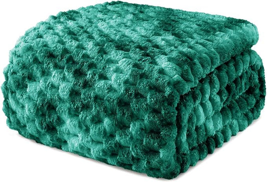 Exclusivo Mezcla Fleece King Blanket for Bed, Extra Large Fuzzy Tie-dye Teal Bed Blankets, Soft Cozy Plush Sofa Throws for All Seasons, 90x104 Inches