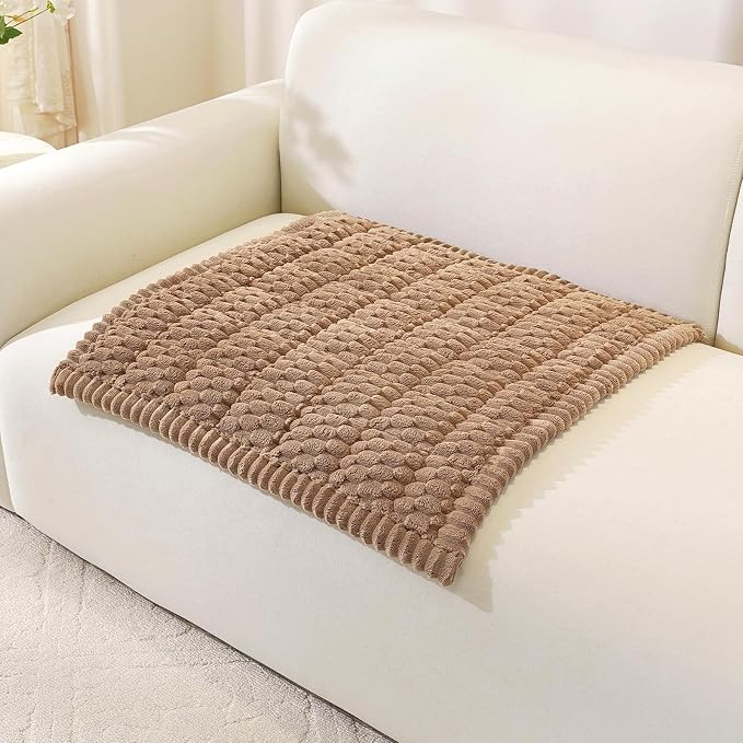 Royhom Chair Cover for Dogs, Thick Soft Couch Arm Cover, Headrest Armrest Covers, Furniture Cover for Pets Recliner Loveseat Leather Cushion L Shaped Couch (Brown, 27.6 x 27.6 Inch)