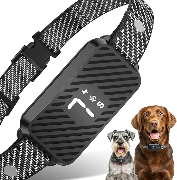 Dog Bark Collar for Large Medium Small Dogs, Effective No-Bark Collar, Smart Barking Collar, Rechargeable Bark Collar with 7 Sensitivity, 3 Modes, Waterproof, Onyx Black