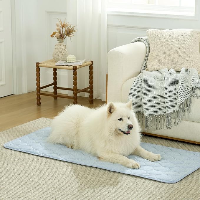 COZY KISS Dog&Cat Cooling Couch Cover, 27.5x59.0 Inch Waterproof Pet Pad, Q-Max > 0.4 Cool-Tech Fabric, Blue