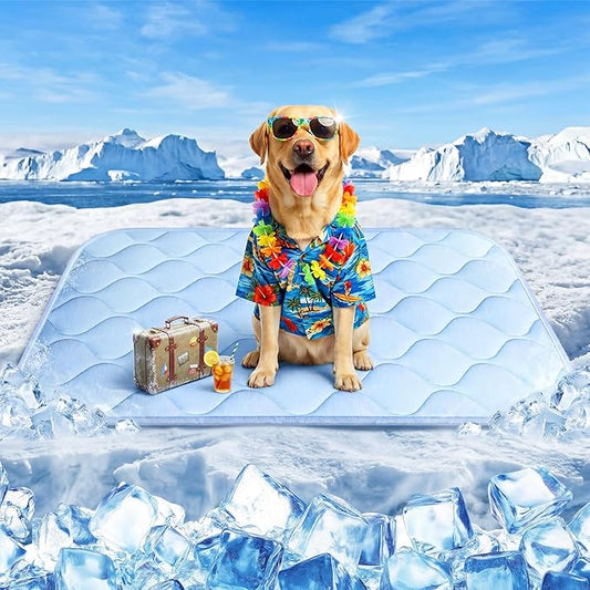 Dog Cooling Mat for Large Dogs, Long-Lasting Cool Pad for Dogs Outdoor & Indoor Use with Ice Silk Fabric & Waterproof Cover, Summer Cooling Pet Bed 36" x 26", Non-Slip Washable Pet Blanket
