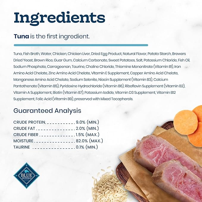 Blue Buffalo Tastefuls Tuna Entrée in Gravy Flaked Adult Wet Cat Food, Real Tuna First, Natural Ingredients Enhanced with Vitamins, Minerals & Other Nutrients, 3-oz. Cans (24 Count)