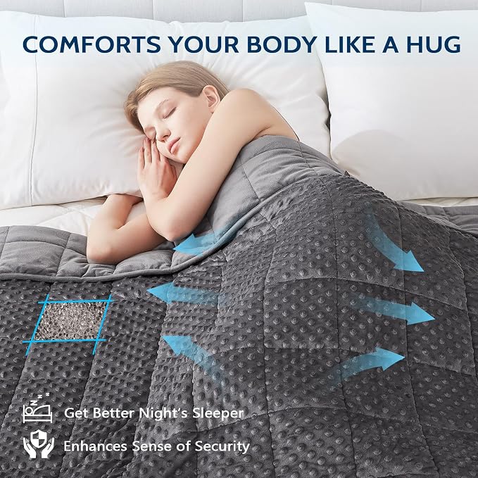 L'AGRATY Weighted Blanket - 36"x48" 3lbs Minky Dots Heavy Blanket with Glass Beads Soft Breathable for All-Season Summer Fall Winter Thick Comfort for Sleeping