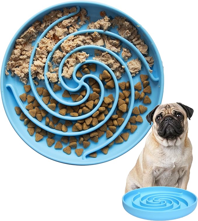 Bifeaw Slow Feeder Dog Bowls, Dishwasher Microwave Safe Silicone Puppy Puzzle Bowl with Non-Slip Design for Eating (Sky Blue)