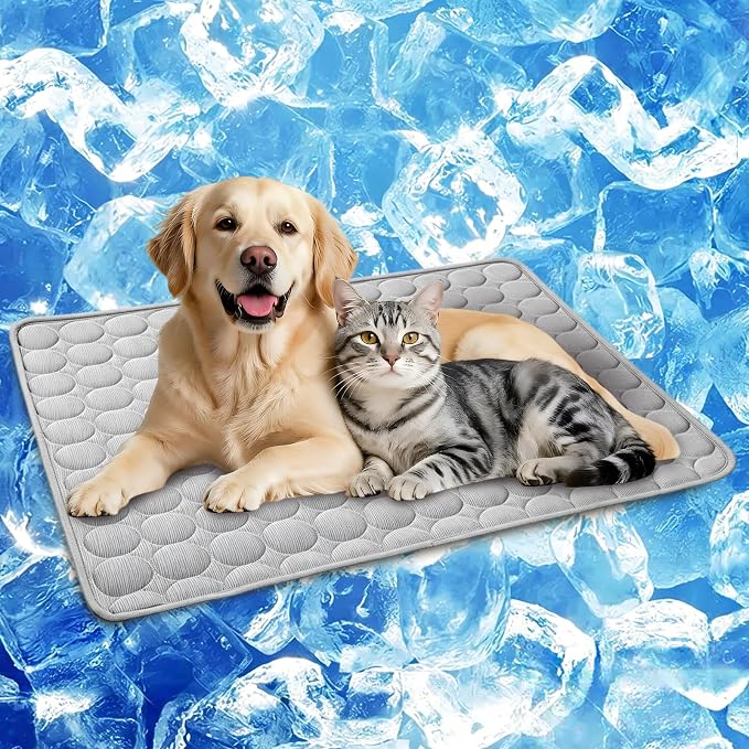 Cooling Mat for Dogs & Cats, Q-Max>0.4 Washable Cooling Pad for Small, Medium, Large & XL Pets, Portable Non-Slip Indoor & Outdoor Cooling Dog Bed Mat for Floor, Sofa, Car Seat, Crate, Kennel