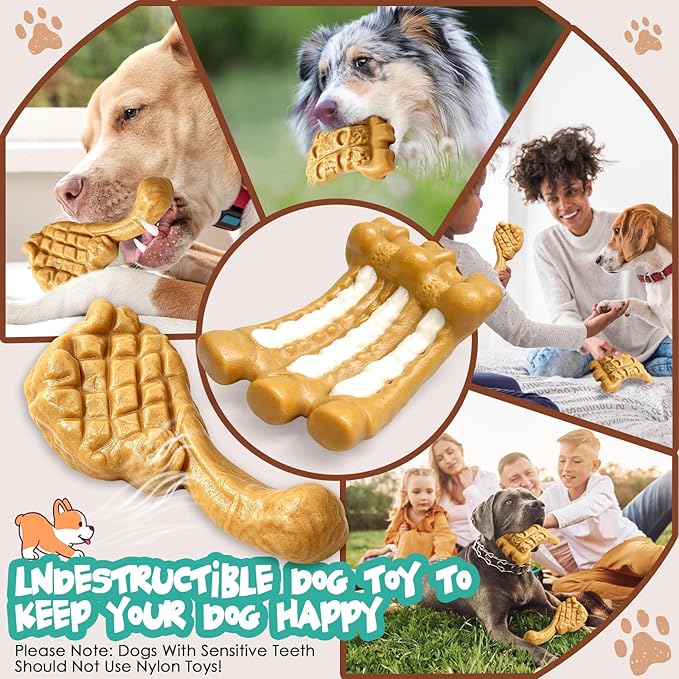 Fuufome Dog Chew Toys, 2 Pack | Aggressive Chewers, Indestructible, Large Breed Dogs, Tough Nylon Teething Toy