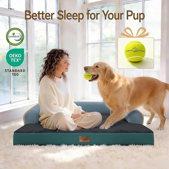 Comfort Expression Memory Foam Dog Bed - Washable Pet Bed for Big Dog Waterproof Orthopedic Dog Beds with Removable Cover ，Non-Slip Pet Couch Sofa- 36 x 27
