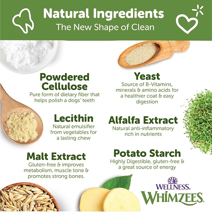 Whimzees Wellness Alligator Natural Dog Dental Treat, Chews, Freshens Breath, Medium Size, 12.7 oz Bag, 12 Count