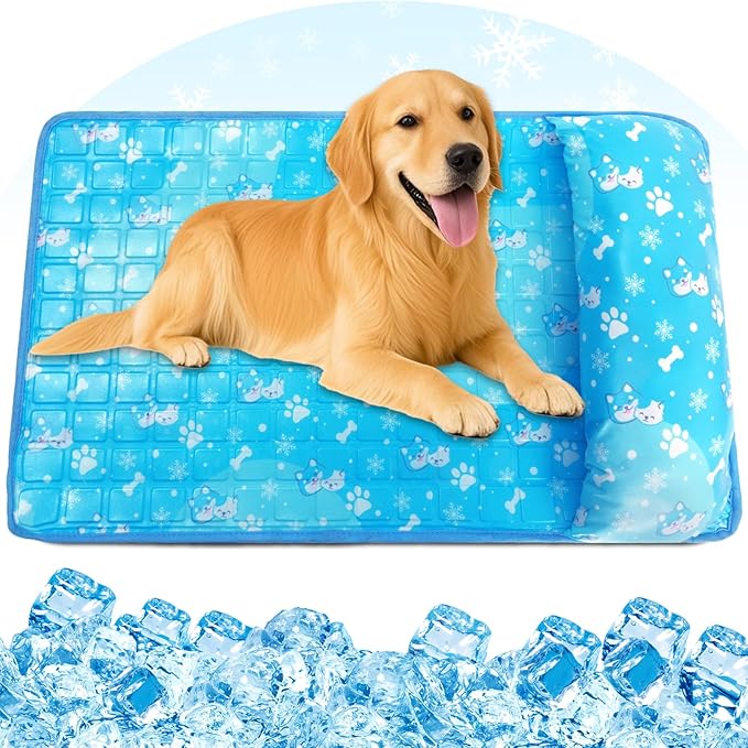 Dog Cooling Mat, Pet Cooling Mat with Non-Toxic Solid Gel, Self-Cooling Pad for Dogs, Waterproof, Durable Cooling Bed for Indoor, Outdoor, Summer