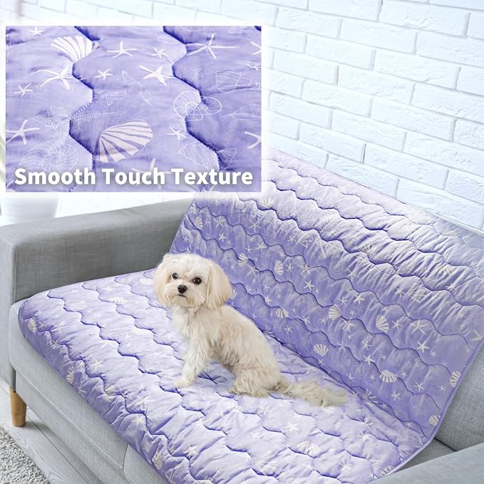 NWK Dog Cooling Blanket, Q-Max>0.345, Ice Silk Cool to Touch Material, Reversible Breathable Bed Cover, Furniture Protector Couch Sofa for Summer, Machine Washable (Lavender, 40'' X 60'')