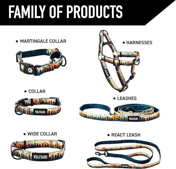Wolfgang Heavy Duty, Adjustable Dog Collar with Quick Release Nylon Buckle for Walking & Training, Overland Print, Large