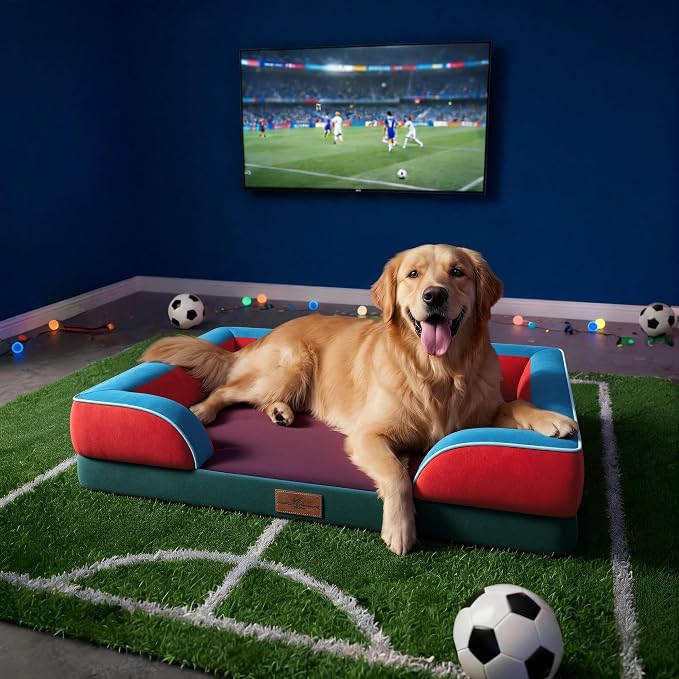 Comfort Expression Orthopedic Dog Bed for Large Dogs 36x27 Inch, Waterproof Egg Crate Foam Large Pet Bed with Bolsters, Dog Couch with Washable Cover & Non-Slip Bottom, San Francisco