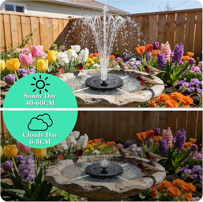 DDcafor Solar Fountain for Bird Bath,3.5W Solar Powered Water Fountain Pump with 6 Nozzles Floating Solar Water Pump for Birdbath,Small Pond Garden Outdoor Water Feature