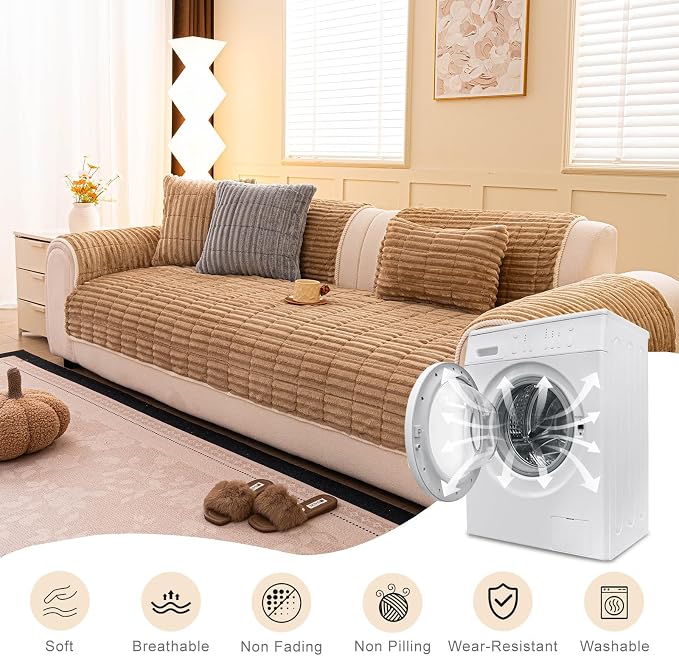 Washable Pet-Friendly Couch Covers for Dogs Fuzzy Pet Sofa Covers Dog Couch Blankets and Cushion Covers for Sofa