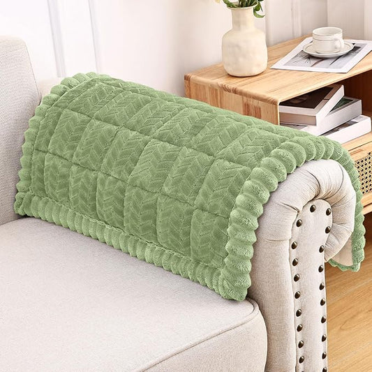 Smiry Couch Cover for Dogs, Non Slip Fuzzy Pet Sofa Arm Covers Washable for Armrest & Backrest, Soft Thick Furniture Protector for Cats Dogs, Against Fur, Dirt (Grass Green, 27.6"x27.6")