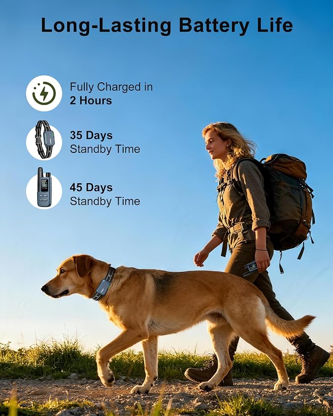 Dog Shock Collar - 4500FT Dog Training Collar with Remote, IPX8 Waterproof Electric Dog Collar with 4 Training Modes, Security Lock, Rechargeable eCollar for 10-120lbs Dogs(Bright Blue 1 Pack)
