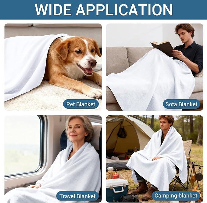 CULVE 24 Pack Fleece Throw Blanket 50x60 - Soft Lightweight Blankets in Bulk for Wedding, Gifts Pet Home Bed Sofa Couch Office Travel(White)