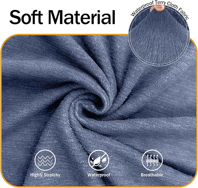 Waterproof Couch Cover, Stretch Non-Slip Sofa Slipcover with Elastic Bottom that Stays in Place - Leakproof Furniture Protector for Kids and Pets - Washable (Sofa, Blue Gray)