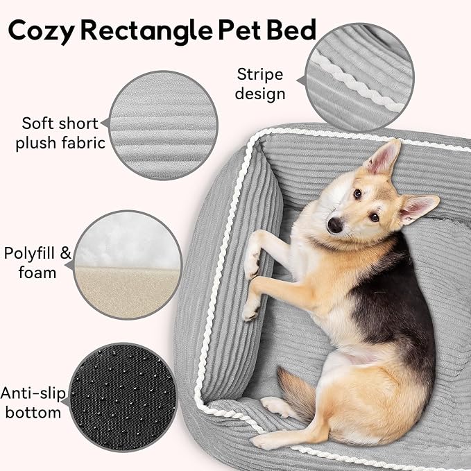 Zerbuger Orthopedic Dog Bed for Medium Dogs,Dog Sofa Beds Supportive Foam Pet Couch Bed with Removable Washable Mat and Nonskid Bottom (Medium, Grey)