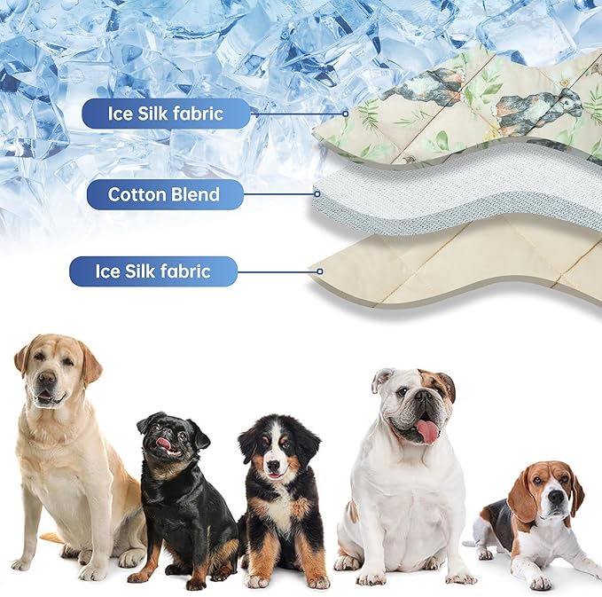 Dog Cooling Mat, Pet Washable Non-Toxic Summer Dogs Cats Cooling Pads Sleeping Kennel Mats Cool Ice Blanket for Indoor & Outdoor Dog Beach Essentials Brown Small
