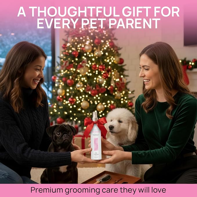 BioSilk for Dogs Silk Therapy Detangling and Shine Protecting Spray, pH Balanced Leave-In Mist with Silk and Vitamins for Dematting, Paraben-Free, All Coats and Breeds, 8 Fl Oz