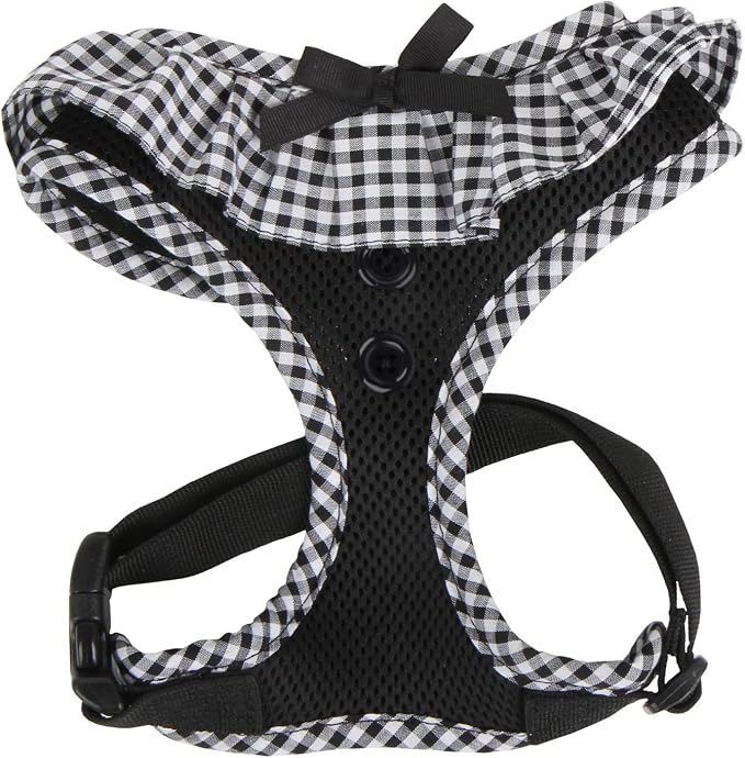Puppia Vivien Dog Harness Over-the-Head All Season Cute No Pull No Choke Walking Training Adjustable for Small Dog, Black, Medium