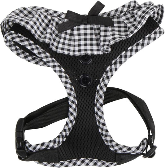 Puppia Vivien Dog Harness Over-the-Head All Season Cute No Pull No Choke Walking Training Adjustable for Small Dog, Black, Medium