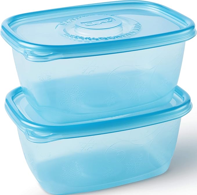 Glad GladWare FreezerWare Food Storage Containers with Lids, Large Rectangle No BPA Plastic for Freezing Soups Meals and Batch Cooking, Crack Resistant, Microwave Dishwasher Safe, 64 Oz, 2 Ct - 6 Pk
