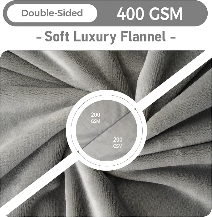 Waterproof Dog Blankets Light Grey Pet Blanket 60"x80", Soft Fluffy Sofa Car Bed Protector, Reversible Leakproof Flannel Washable Dog Blanket for Large Dogs