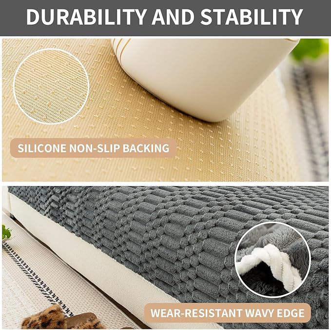 Plush Warm Sofa Covers Washable, Funny Fuzzy Couch Cover for Dogs Washable, Non-Slip Couch Covers for Recliner, Soft Sofa Slipcover for Pet & Kid(1PC, Dark Grey, 36"×36", Single Seater)