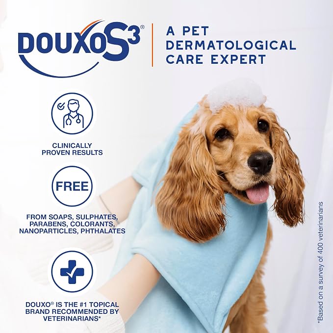 Douxo S3 PYO Medicated Dog Mousse; Bacterial & Yeast Infection Treatment for Dogs – Chlorhexidine Dog Waterless Shampoo, Antibacterial & Antiseptic, for Dogs Only, Clinically Proven, 5 fl oz